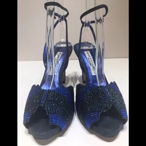Francesco Sacco navy Swarovski crystal sandal